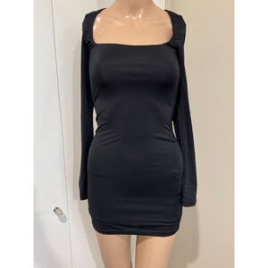 Women's Princess Polly Black Long Sleeve ruched sides bodycon Mini Dress Size 0